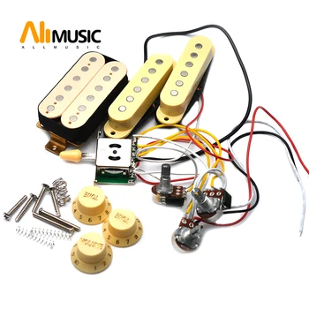 Теглене на кабели, електрически китари ST Guitar Cream Предварително е свързан с звукоснимателем и 5-позиционни клавишни превключватели ключа, звукосниматель SSH 2T1V