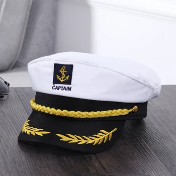Военни шапки за възрастни Яхта Капитан на кораба Костюм капитан-моряк Шапка Регулируема Шапка Военно-морски адмирал за мъже Дамски шапки