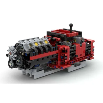 MOC Creative Electric САМ Високотехнологични Детайли Строителни Блокове Мотор 8-Степенна Скоростна Кутия Заден ход, Ръчна Група Модел на Двигателя Играчка