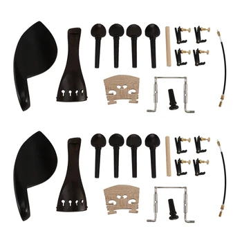 2X 4/4 скрипичных детайли от черно дърво, на клечки за джолан, поставка за брадичката, набор от кленов мостове.