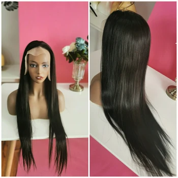 Прозрачни прав перуки, изработени от човешка коса на дантели 13X6, Перу човешка коса 4*4 5*5 Перука, завързана с цип за черни жени с естествен цвят
