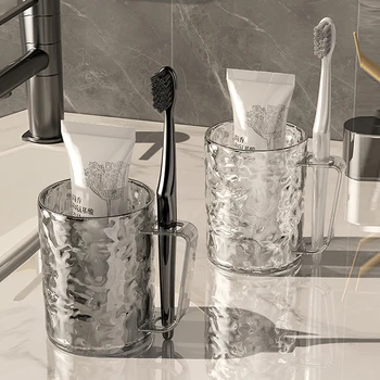 Поставка за чаши за четка за зъби За 1БР отношение Творчески Прозрачна Чашка за изплакване на устата си Пластмасова Чаша за четки за миене на съдове на Битови аксесоари за баня