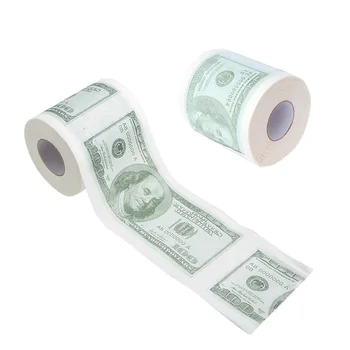 Забавна стодолларовая банкнота в ролка тоалетна хартия, хвърляне на пари за 100 долара, нов подарък, 2 хартиени кърпи, мокри кърпички, аксесоари за баня