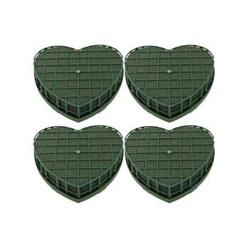 4 бр. Блокове от стиропор с форма на сърце, зелена цветна глина, цветни блокове във формата на сърце, Изкуствени цветя мръсотия с вендузата