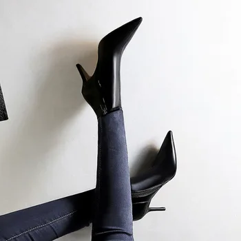 Модни прости тънки ботуши тънък и секси обувки на висок ток tines за показване в нощен клуб тънки голи ботильоны и ботфорты