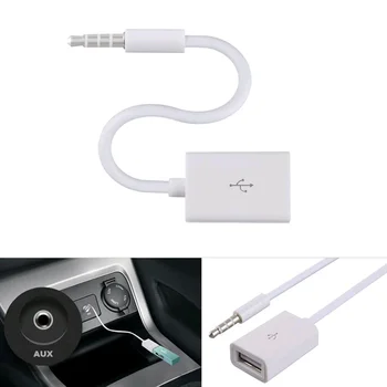 1X Бял Мини Лаптоп на автомобилния USB 2.0 AUX Аудио Кабел преобразуване 3,5 мм Штекерный Конектор Женски кабел Авто MP3 Автоаксесоари
