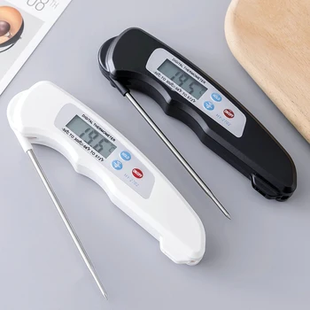 Сгъваем термометър за месо с мигновено отчитане на Магнитен с кухненски сонда за готвене от неръждаема стомана, Цифров термометър за готвене вода, барбекю за месо