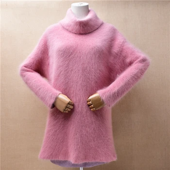 Дамски Есенно-зимни дрехи от розова ворсистой кадифе, кашмир вязаная поло с дълги ръкави, Без пуловер, жилетка, Рокля, Потник