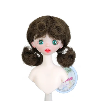 OB11 Перуки 1/8 BJD Куклени Косата Кукла, Аксесоари За главата 14-15 см Малката Кукла Къдря Косата