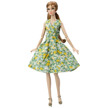 1 комплект Модерен куклен рокли, летни поли, аксесоари за ежедневни дрехи, зелени дрехи за Барби кукли, играчки за игра на къща.