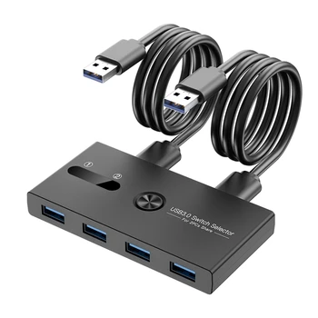 Превключвател USB 3.0 2 в 4 От Докинг станция KVM, Устройство за споделяне на Принтер, Адаптер за Монитор, Конвертор KVM